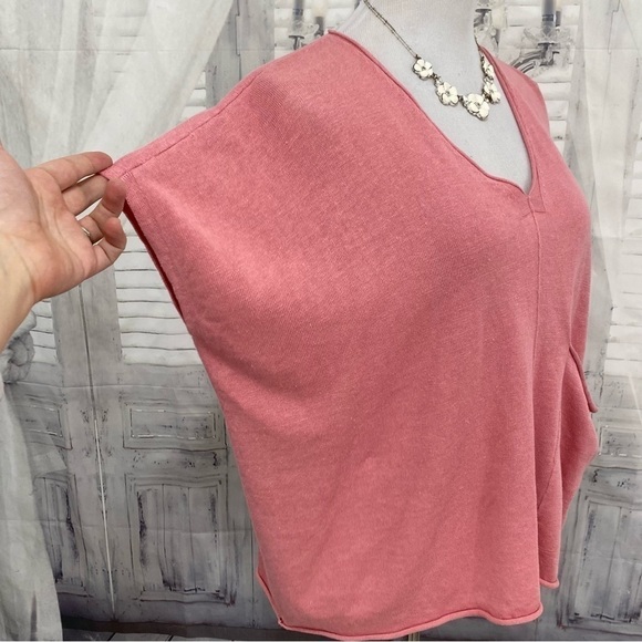 Eileen Fisher Blossom Pink Organic Linen Cotton V-Neck Box Top Pocket Oversized - Picture 6 of 11